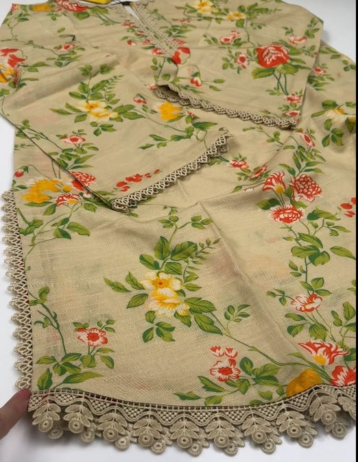 02-Piece Stitched Digital Printed Premium Quality Khaddar